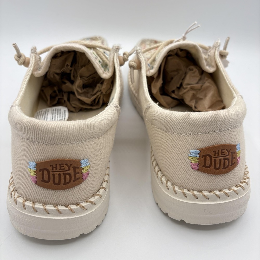 Hey Dude Shoes Womens Size 10 Beige Slip-On Wendy Funk Tweed Canvas Comfort NEW - Picture 4 of 10